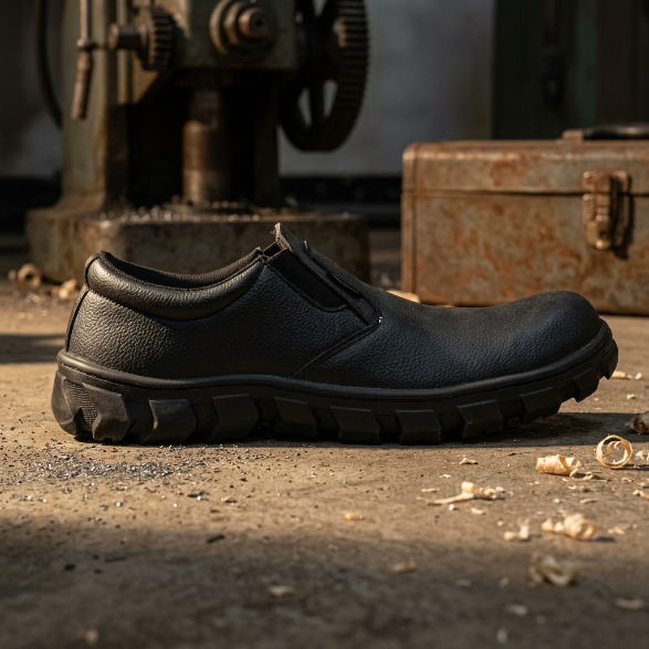 Sepatu Safety Model Slip-On Pendek Cheking sudut 2